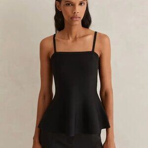 Me + Em Structure Peplum Knit Top Black